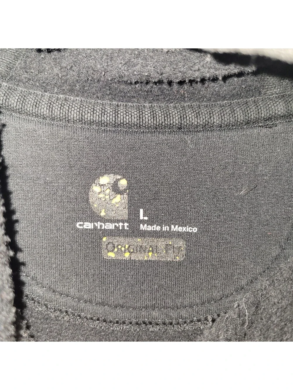 Carhartt Men's Black Pullover Hoodie Sweatshirt Original Fit Large L Logo Sleeve